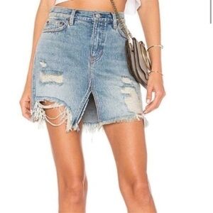 FREE PEOPLE | Harvest Bell distressed denim skirt